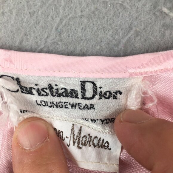 Vintage Christian Dior Robe Womens M Pink Maxi Embossed Romantic Victorian - Picture 8 of 16